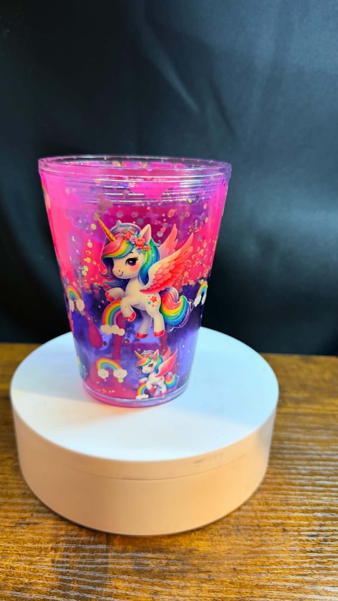 PRE-MADE 12 OZ ACRYLIC TAPERED SNOW GLOBE LEAK PROOF