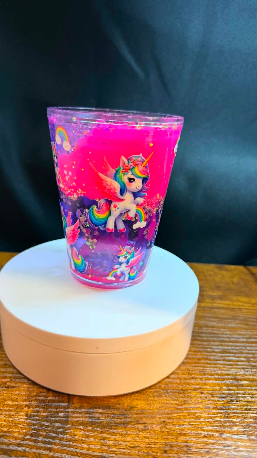 PRE-MADE 12 OZ ACRYLIC TAPERED SNOW GLOBE LEAK PROOF