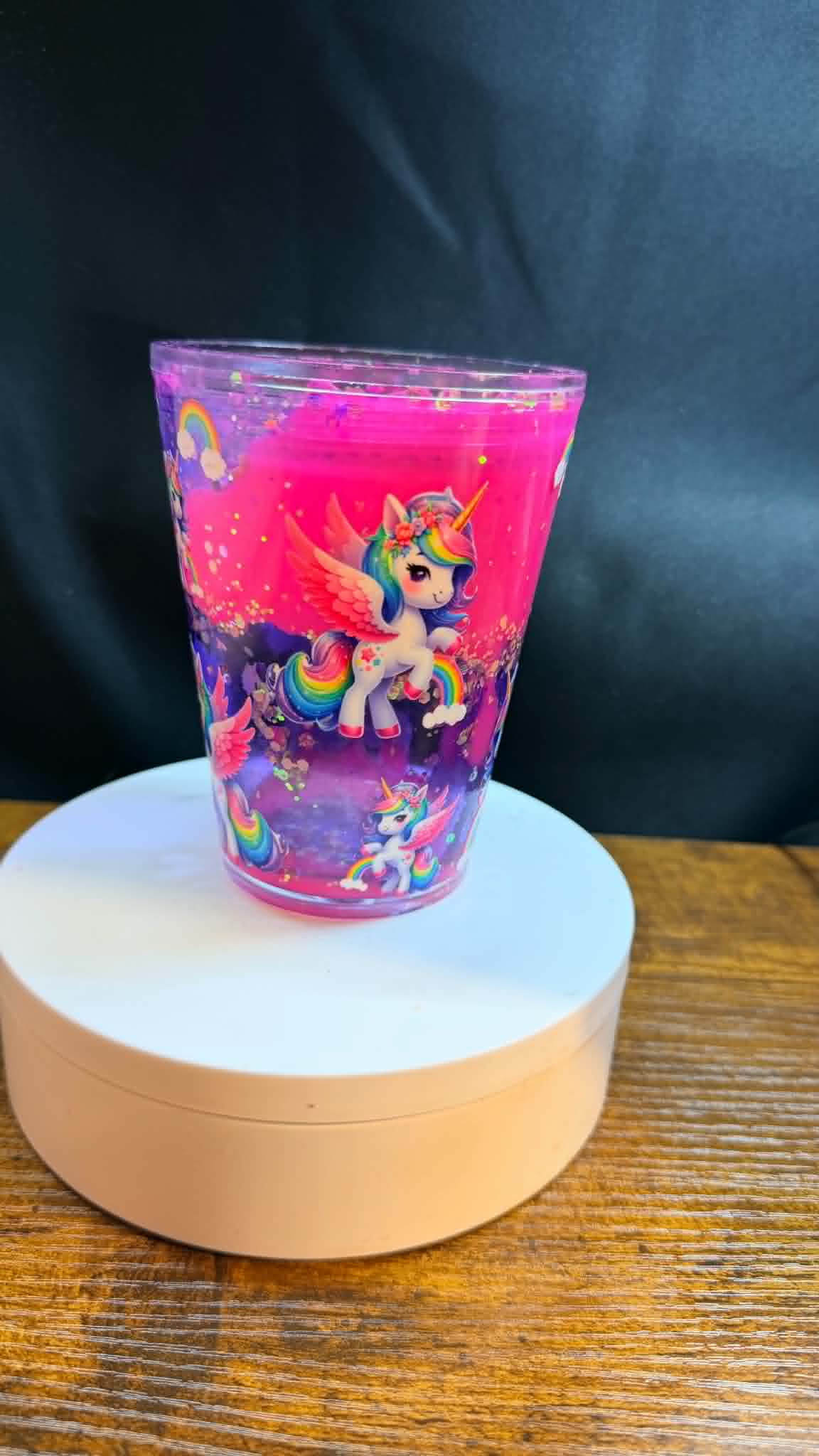 PRE-MADE 12 OZ ACRYLIC TAPERED SNOW GLOBE LEAK PROOF