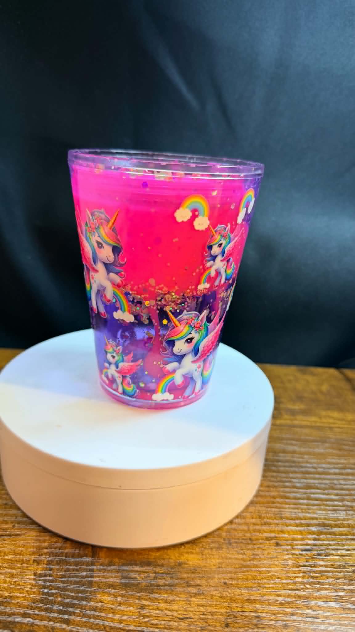 PRE-MADE 12 OZ ACRYLIC TAPERED SNOW GLOBE LEAK PROOF