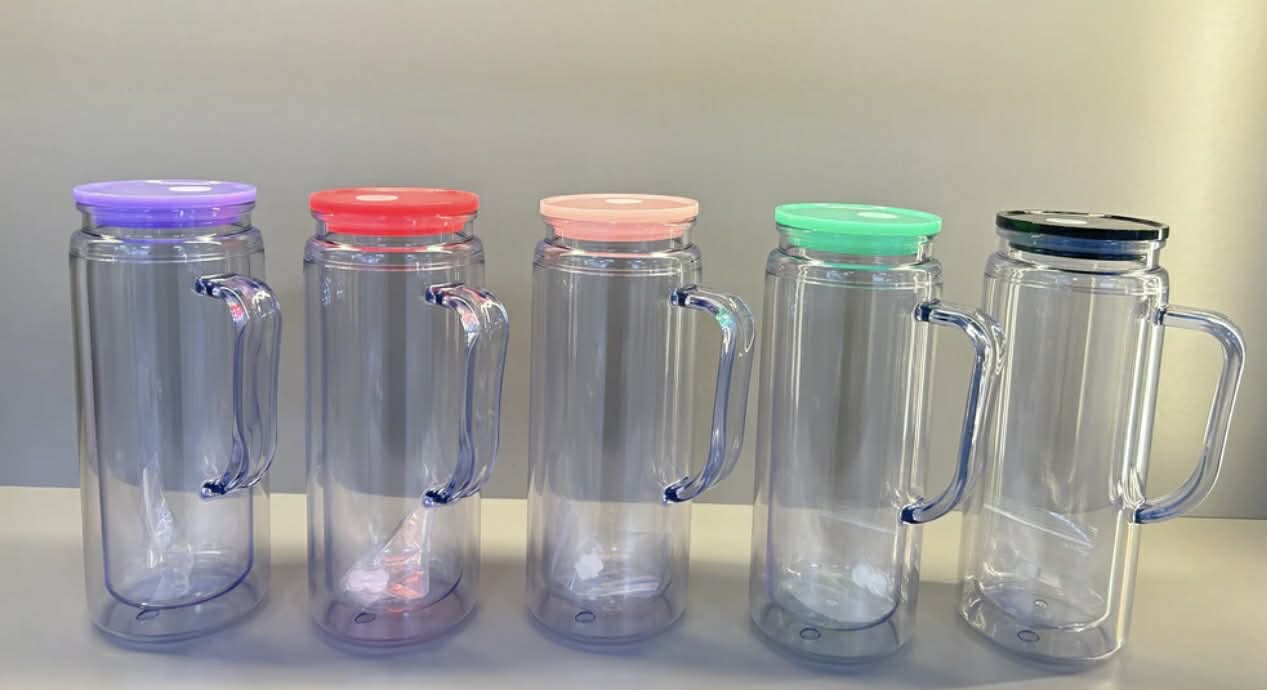 16OZ ACRYLIC SNOW GLOBE CUP WITH HANDLE