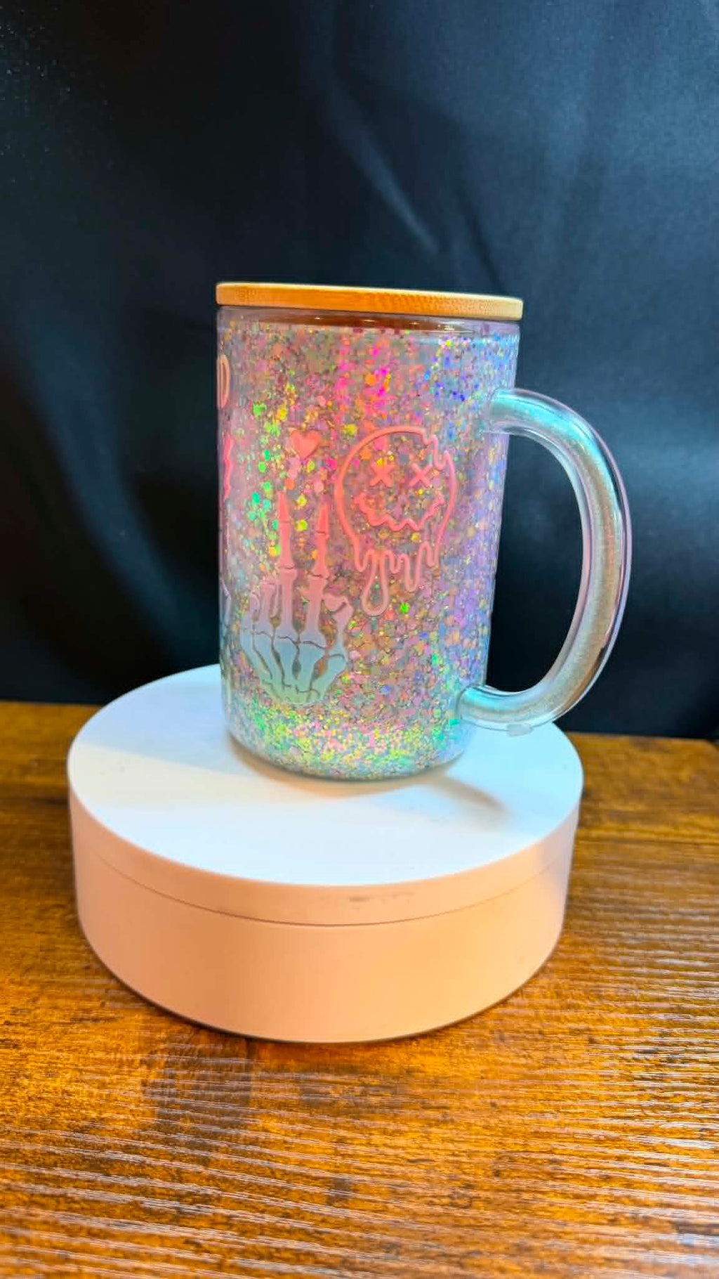 PRE-MADE 15 OZ GLASS SNOW GLOBE WITH FILLABLE HANDLE