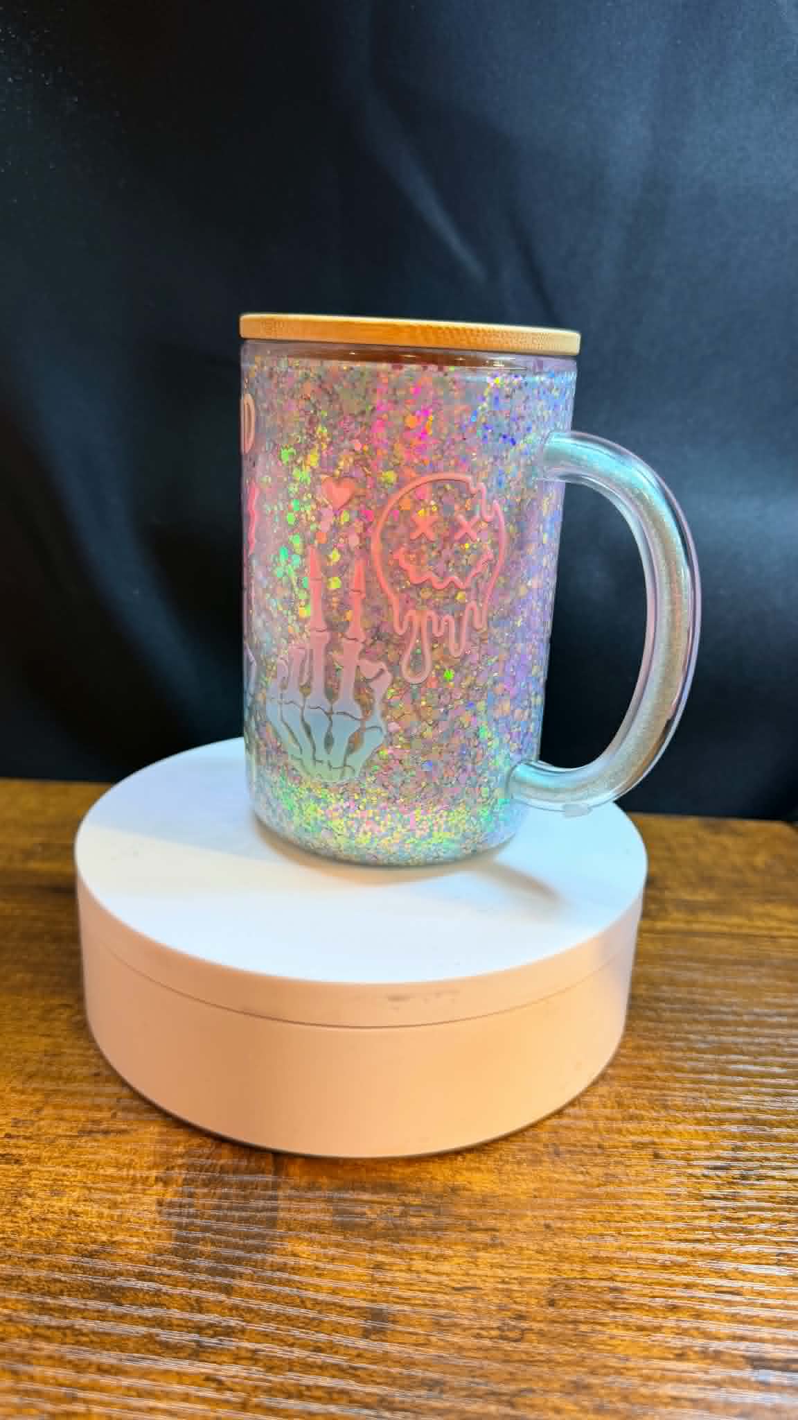 PRE-MADE 15 OZ GLASS SNOW GLOBE WITH FILLABLE HANDLE